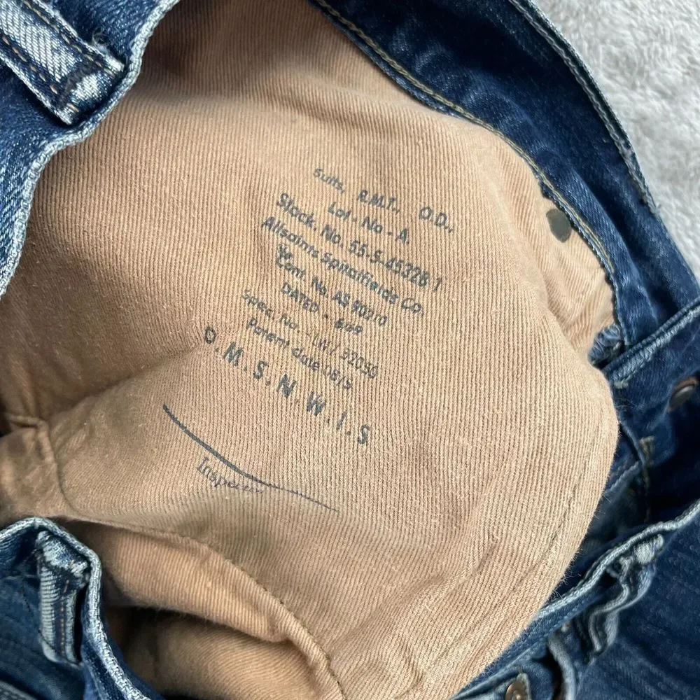 AllSaints Jean Falcon Shorts Men 30 Blue Washed Denim Designer Button Fly‎